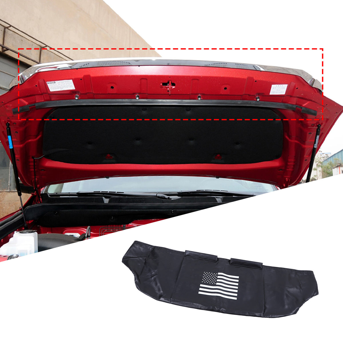 PU Leather Car Bonnet Hood Bra Wind & Bug Deflectors For Toyota Tundra 2007-21 13