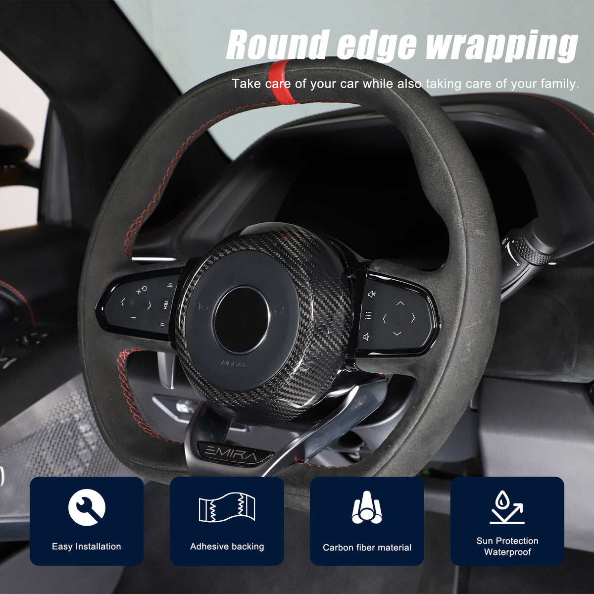 Real Carbon Fiber Steering Wheel Center Surround Cover For Lotus EMIRA 22-25 US 12