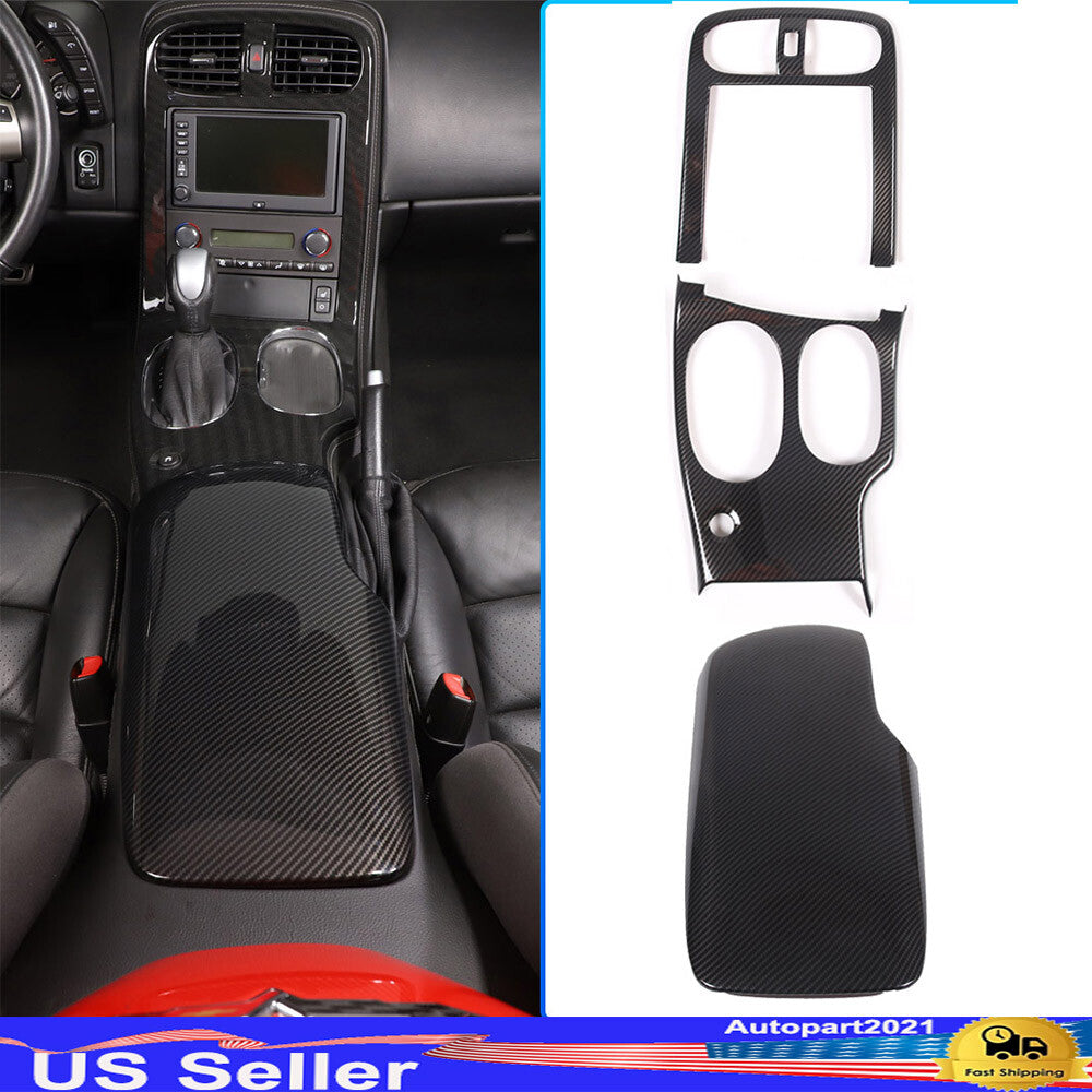 Carbon Fiber ABS Center Console Panel Cover Trim Set For 2005-13 Corvette C6 US 1