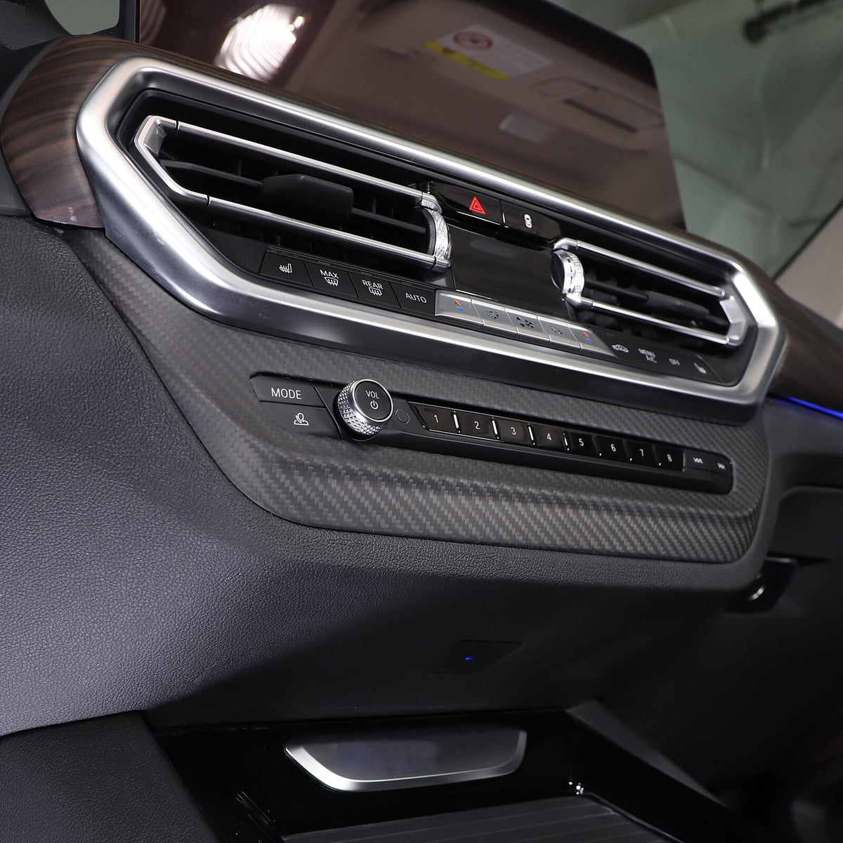 Matte Real Carbon Fiber Air Vent Switch Adjust Cover Trim For BMW X3 G01 2022-23 13