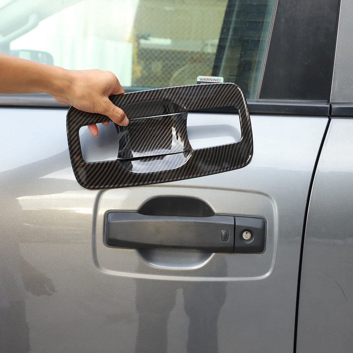 4x Carbon ABS Exterior Door Handle Bowl Trim Cover For Nissan Titan 4 door 16-23 3
