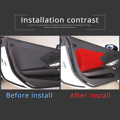 Red Carbon Interior Door Panel Large Panel Sticker Trim For Corvette C8 20-26 US 7