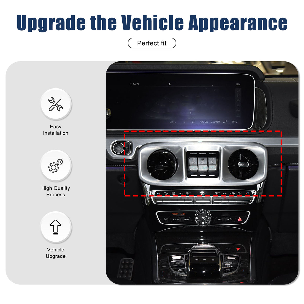 Real Carbon Fiber Center air outlet Trim Cover For Benz W463 G550 G63 19-20 4