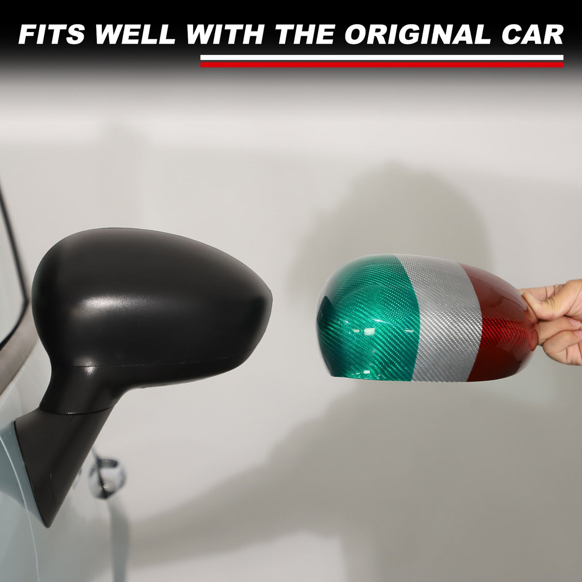 Tri-Color Real Carbon Fiber Side Mirror Cover Trim For Fiat 500 312 2010+ 7
