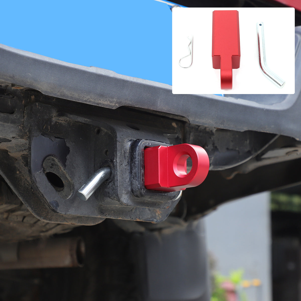 Red Aluminum Alloy Trailer Mount Receiver Hitch Tow Hook For Toyota Tacoma 16-22 5