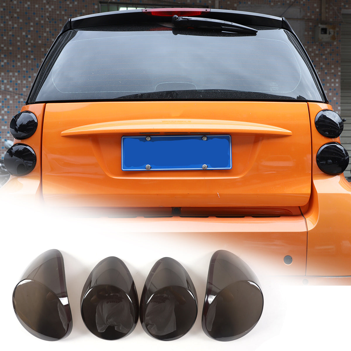 Smoked Rear Tail Light Guard Cover Trim Bezel For Smart Fortwo 451 09-15 US 19
