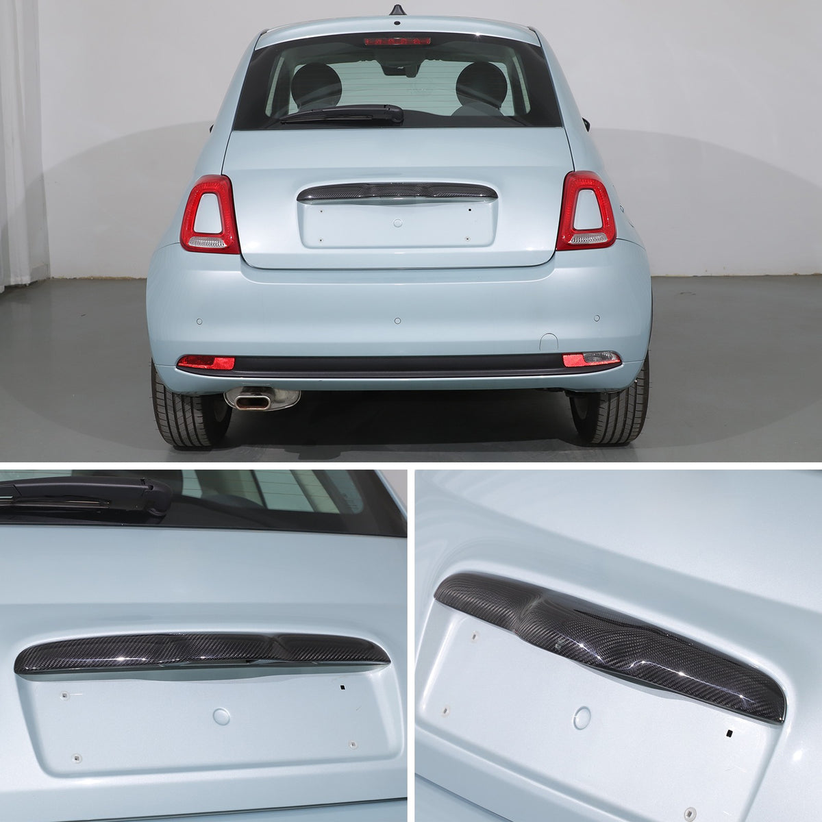 Real Carbon Fiber Tailgate Trim For Fiat 500 312 2010+ 9