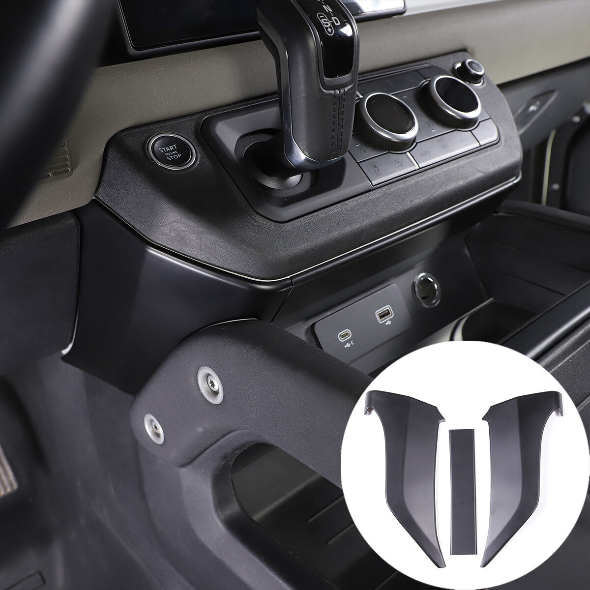 Matte Black ABS Center Console Knee Side Cover For Land Rover Defender 2022-23 1