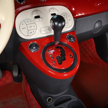Red Center Console Gear Shift Display Panel Cover Trim Kit for Fiat 500 2011-23 1