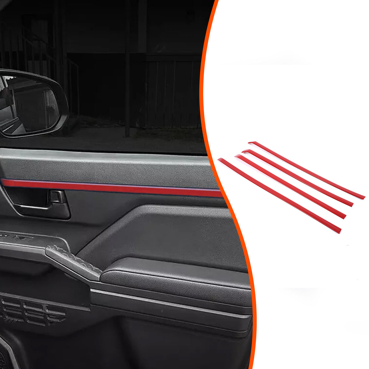 Sports Red ABS Interior Door Panel Trim Cover For Toyota Tacoma 2024+ US 2