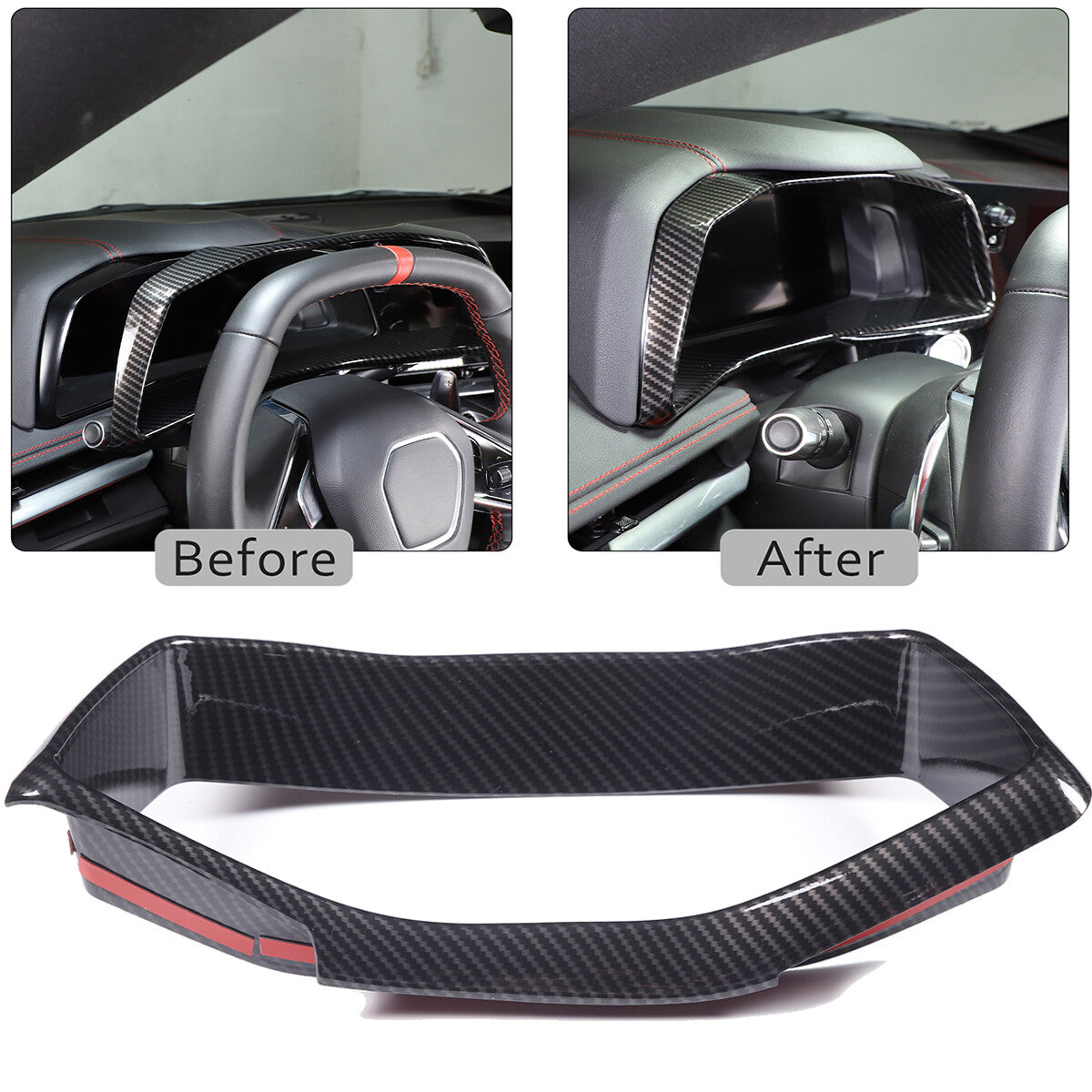 Carbon Fiber ABS Dashboard Speedmeter Panel Trim Decor For C8 Corvette 2020-25 2