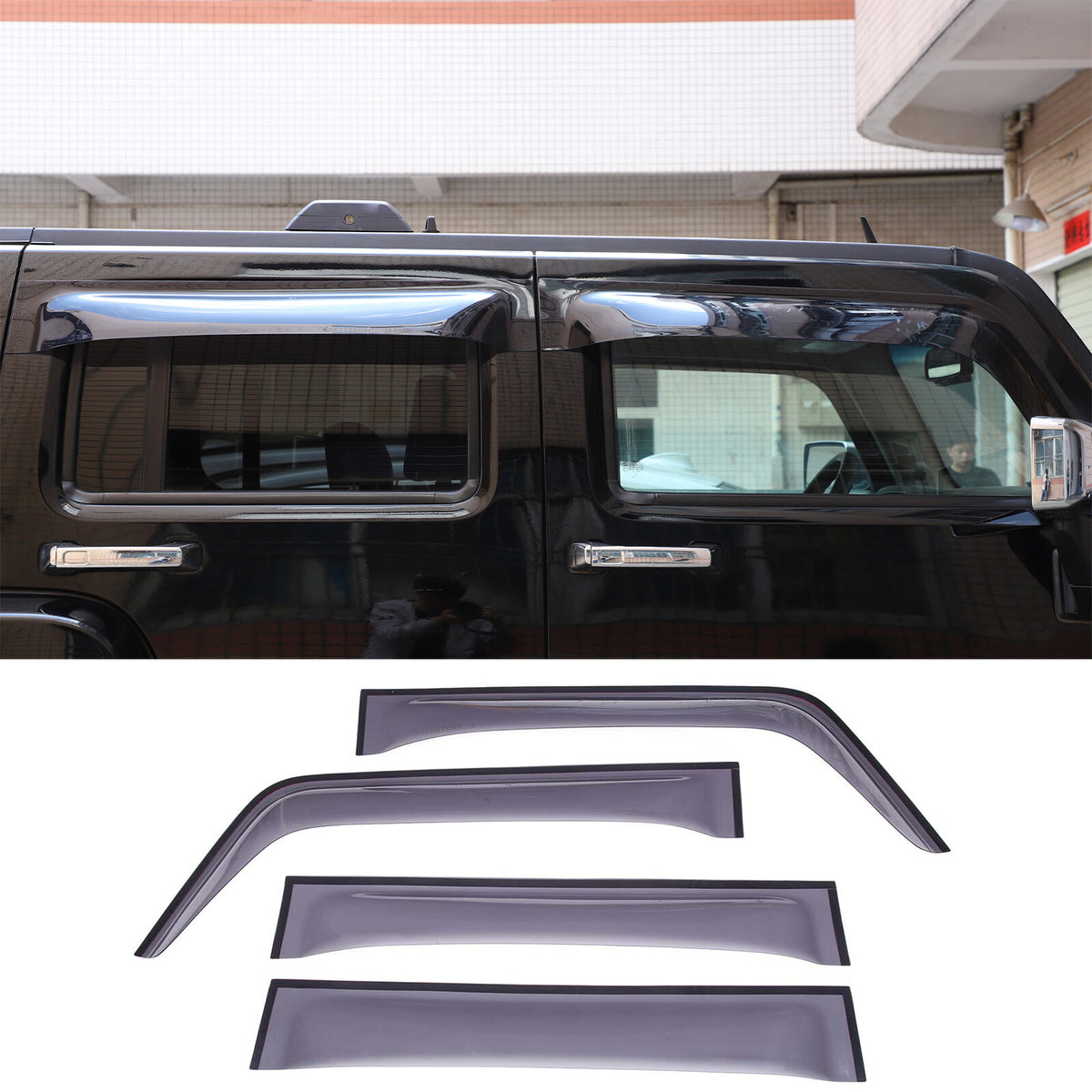 ABS Window Visor Sun Rain Guard Weather Shield Fit For Hummer H3 1