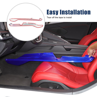Blue Real Carbon Fiber Lower Armrest Box Panel Trim For Corvette C8 2020+ 7