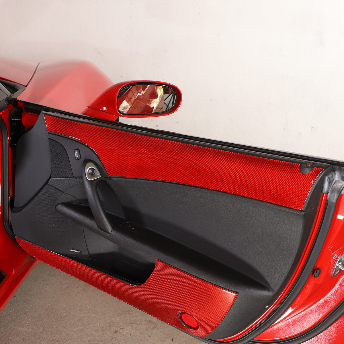 Red Carbon Fiber Interior Door Upper Panel Trim Sticker For Corvette C6 05-13 US 9