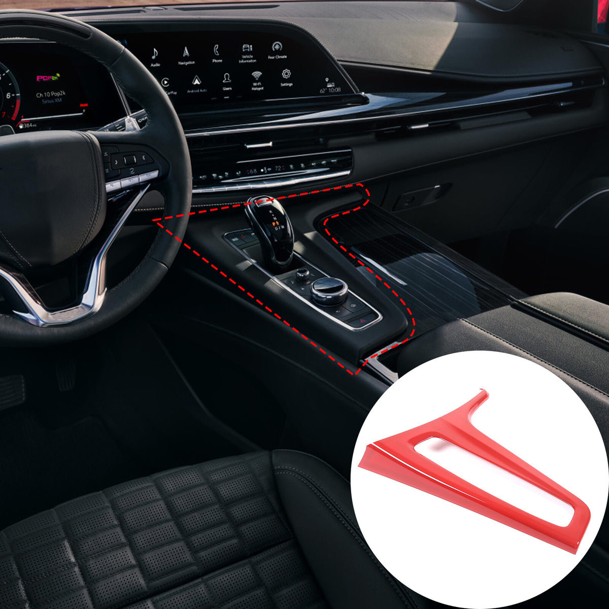 Red ABS Center Control Gear Trim Panel Trim Cover For Cadillac Escalade 21-23 9