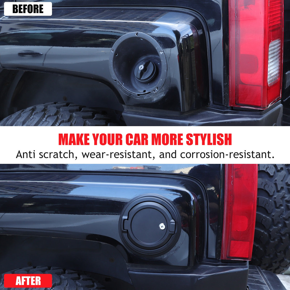 ABS+Aluminum Fuel Tank Lock Cover Trim Cap For Hummer H3 2005-2009 4