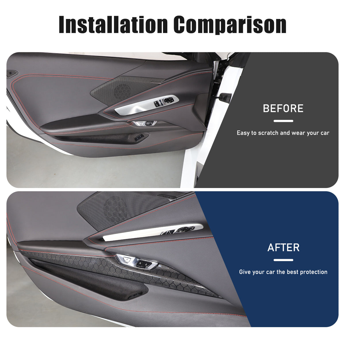 Real Honeycomb Carbon Fiber Interior Inner Door Panel Cover Trim for Corvette C8 11