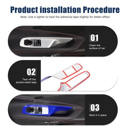 Blue Real Carbon Fiber Window Lift Switch Trim For Corvette C8 Convertible 20-26 16