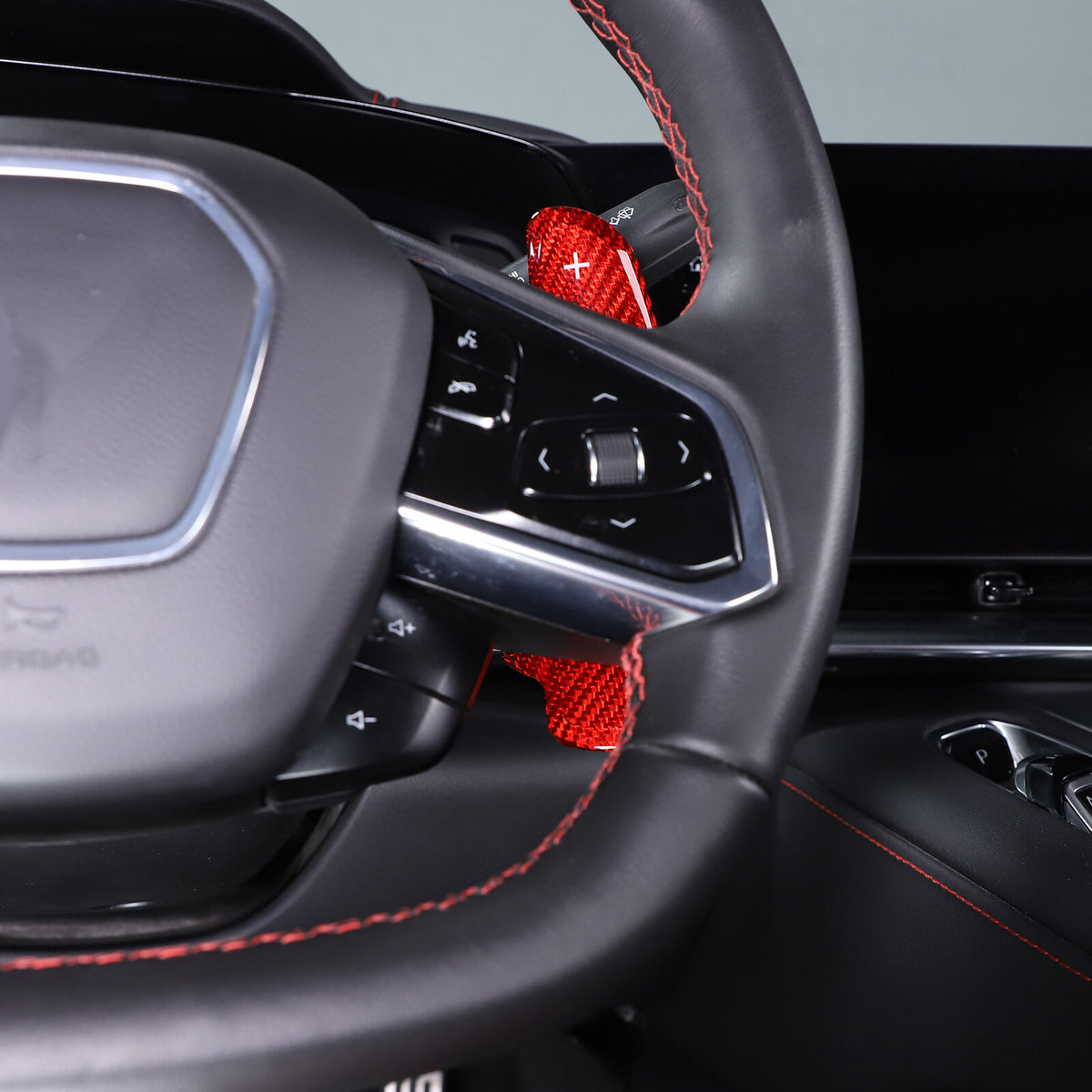 Red Real Carbon Fiber Gear Shift Paddles Paddle Shifters For Corvette C8 20+ US 5