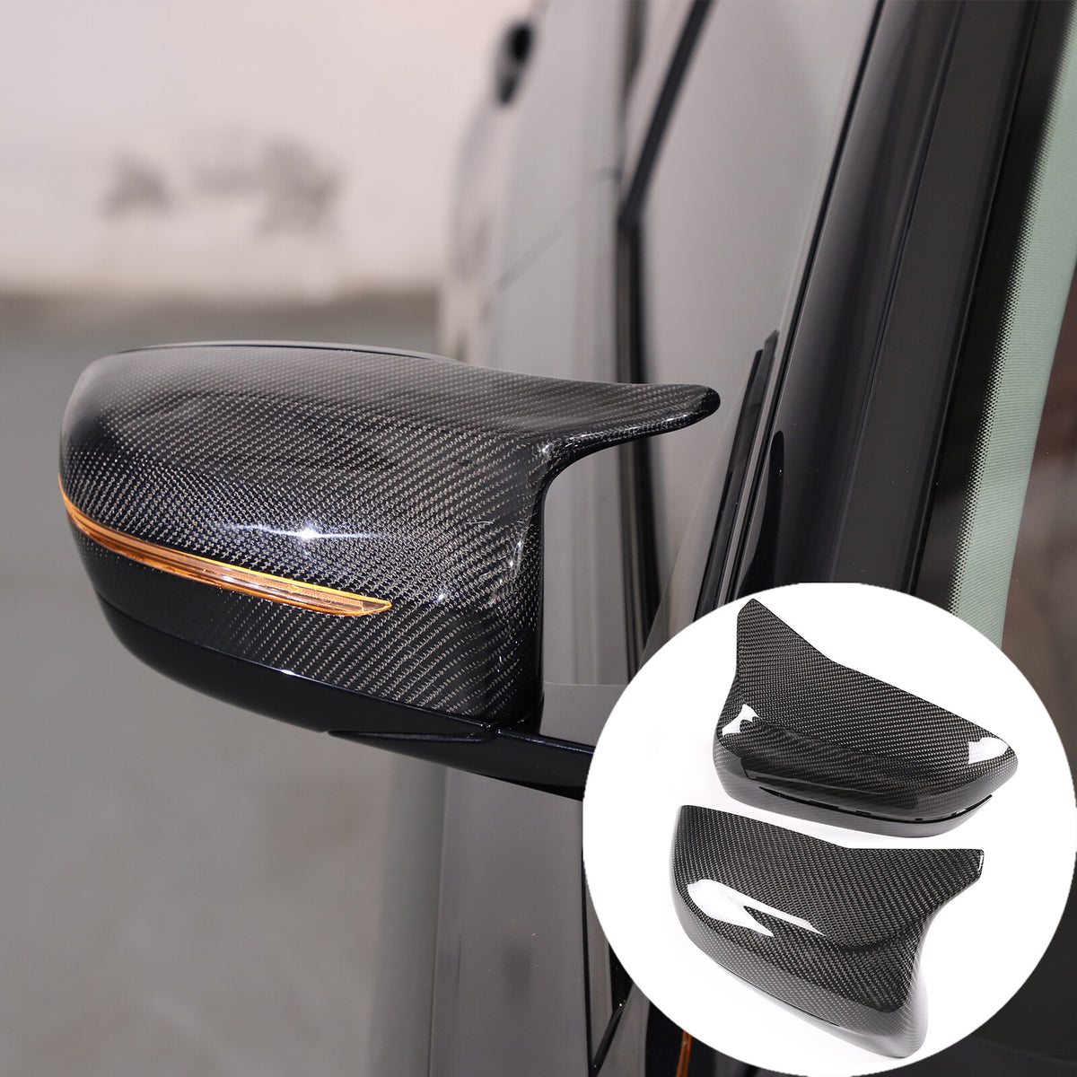 Real Carbon Fiber Rearview Mirror Cover Caps For 19-21 BMW 3 G15 G20 G21 G22 G30 1