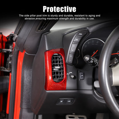Red Real Carbon Fiber Interior Dashboard Side Air Vent Trim For Corvette C6 17