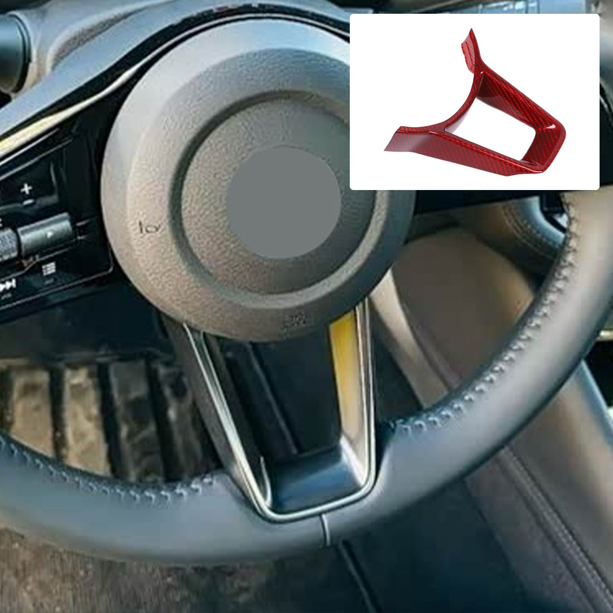 Red Real Carbon Fiber Steering Wheel U-Shape Base Trim For Nissan 400Z Z34 13