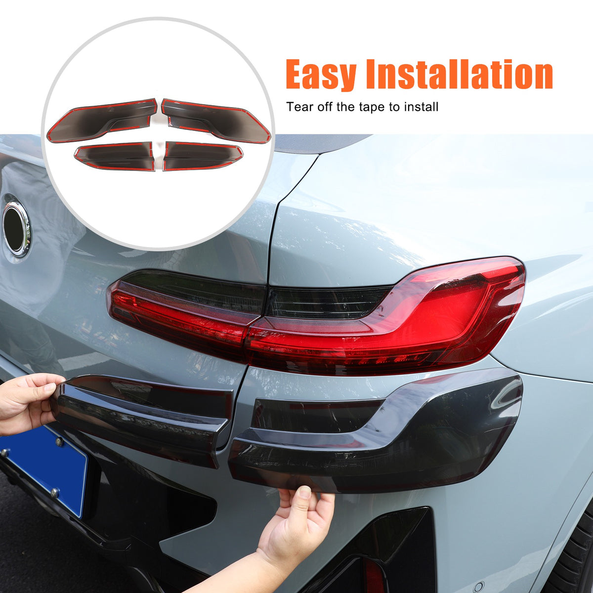 Smoked Black Rear Tail Light Guard Cover Trim Bezels For BMW X4 X4M G02 F98 19+ 17