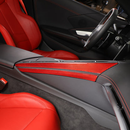 Red Soft Carbon Fiber Interior Decor Trim Kit Cover Set For Corvette C8 20-25 125