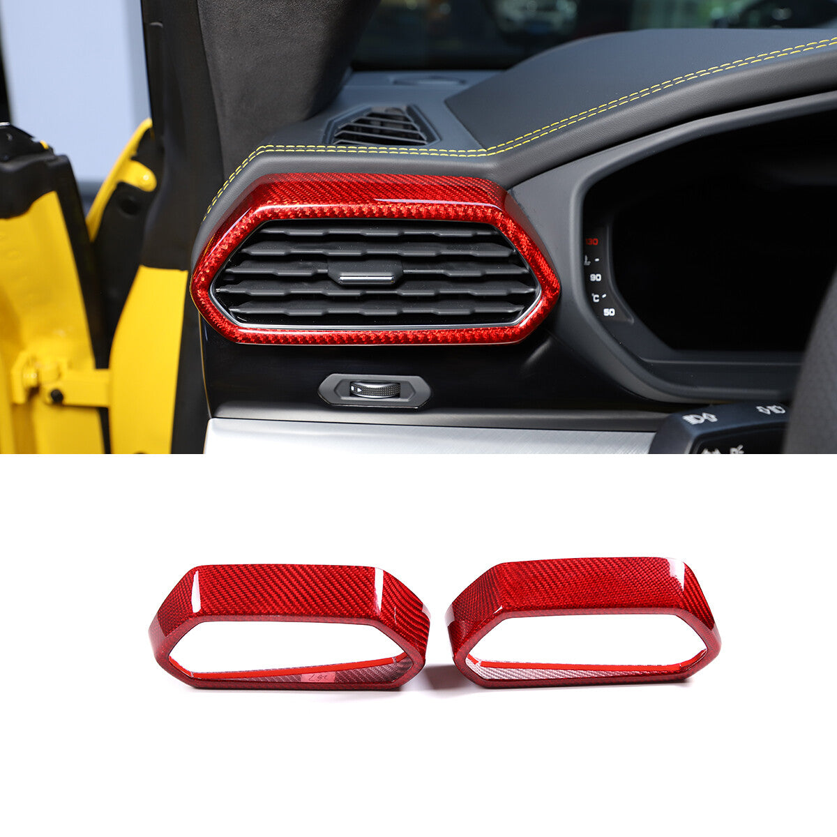 Red Carbon fiber Side Air Vent Outlet Cover Trim For Lamborghini URUS 2018-23 1