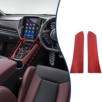 Red Real Carbon Fiber Gear Shift Side Panel Trim For Subaru WRX VB AT 2022+ 1