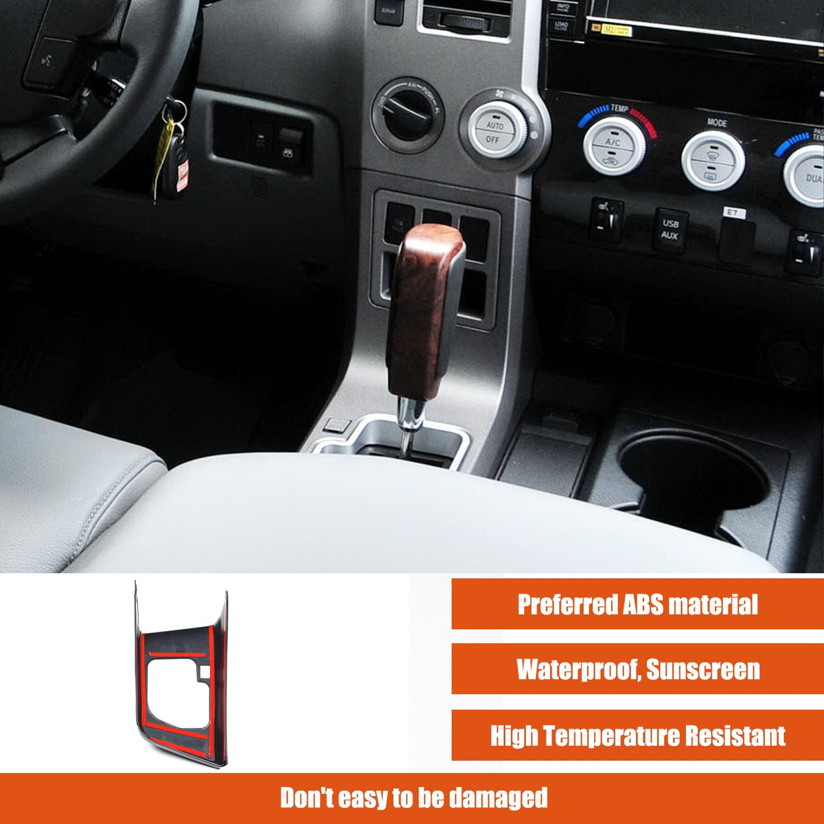 Glossy Piano Black Center Gear Shift Trim For Toyota Tundra/Sequoia 2007-2013 US 10