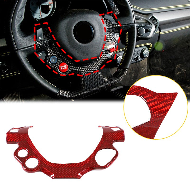 Red Real Dry Carbon Fiber Steering Wheel Button Trim For Ferrari 458 2011-2016 20