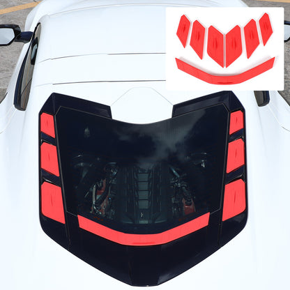 Red Rear Hatch Hood Car Wash Covers Air Vent Inserts For Corvette C8 2020-26 US 13