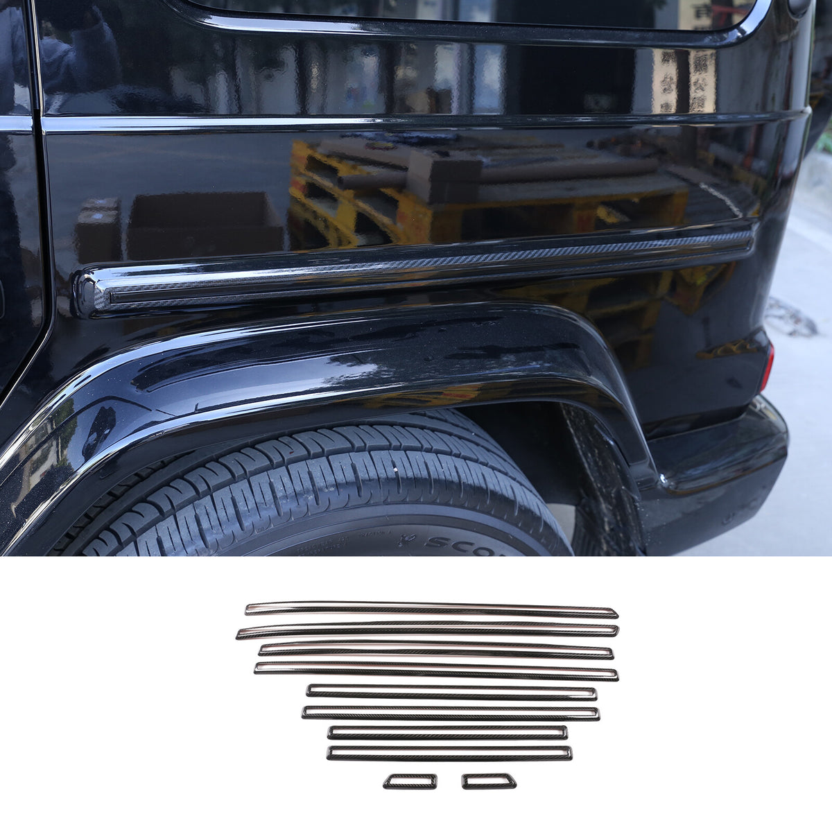 Real Carbon Fiber Side Door Body Molding Trim For Benz G W463 G350 G55 G63 19-21 1