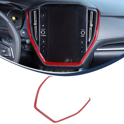 Red Real Carbon Fiber Navigation Screen Frame Trim For Subaru WRX VB MT 2022+ 1