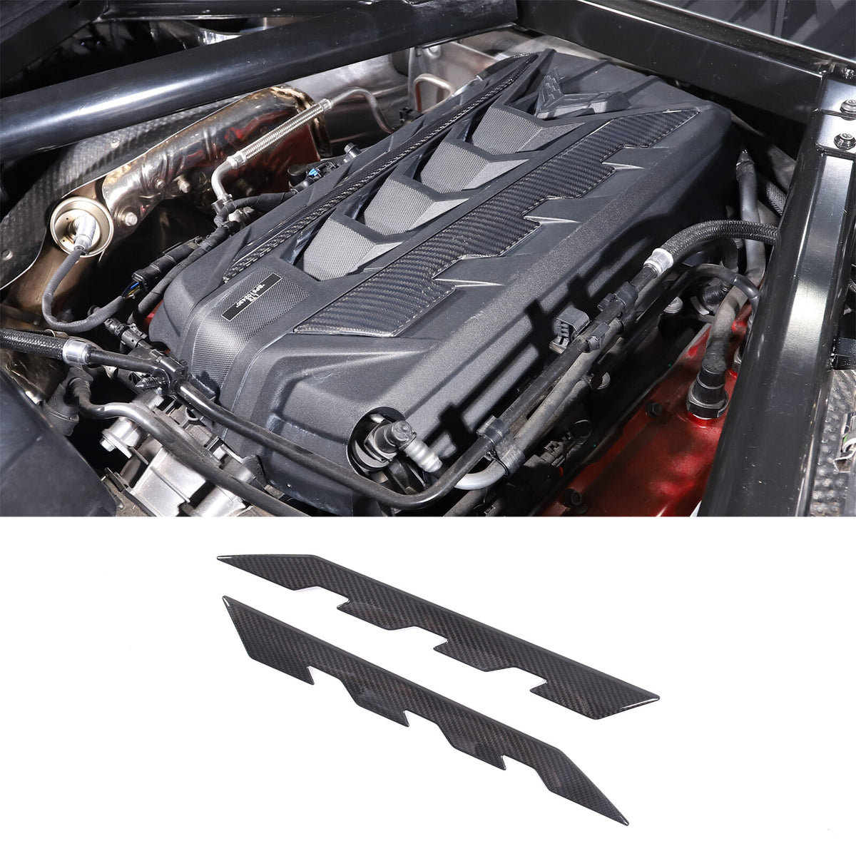 Real Carbon Fiber Engine Bay Tank Panel Cover Frame Trim For Corvette C8 2020-26 - Styles 6-10 4
