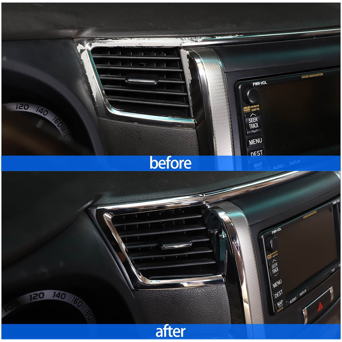 ABS Silver Center Console Air Vent Trim For Toyota Alphard 2011-2014 12