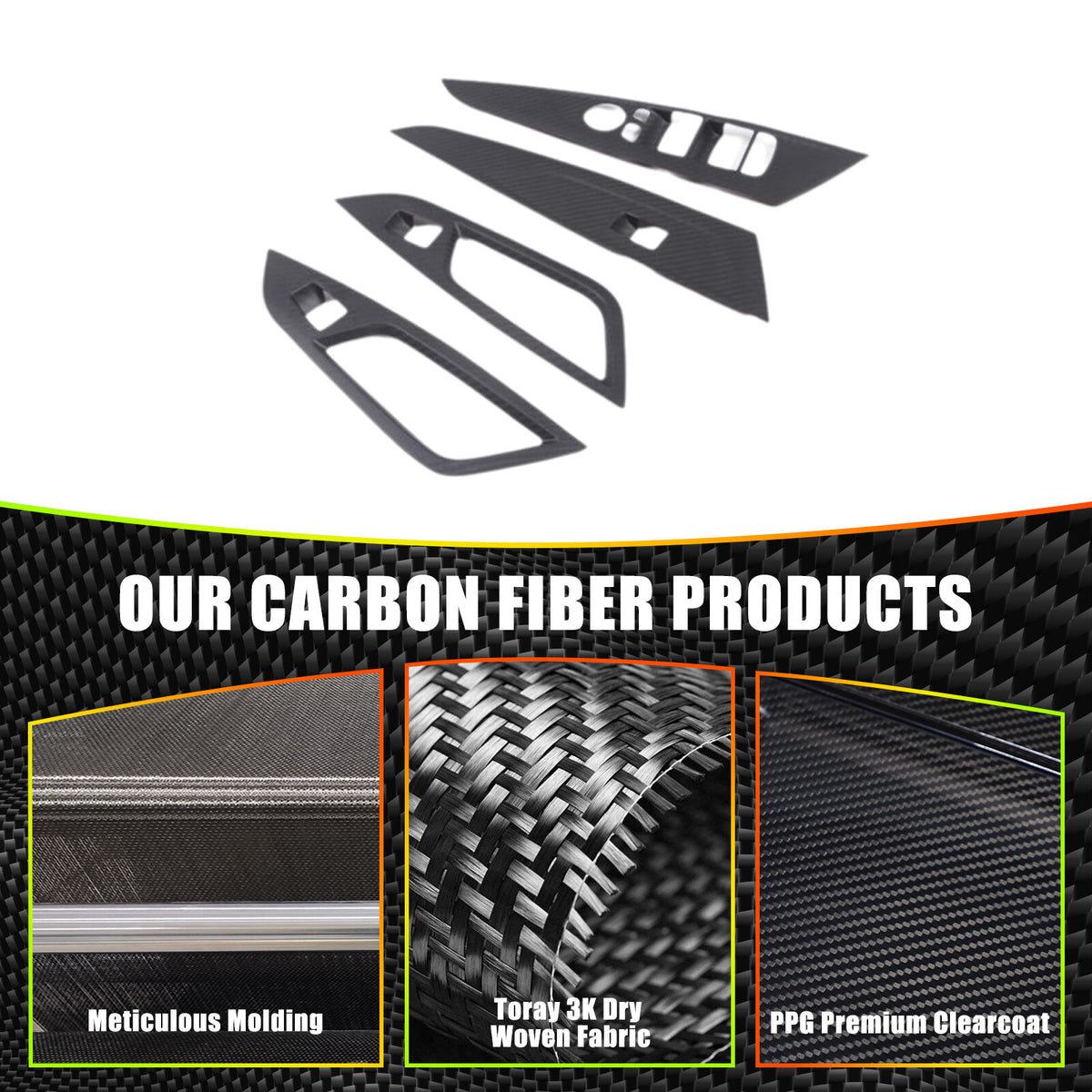 Matte Carbon Fiber Window Lift Switch Trim For BMW 4 Series G26 Gran Coupe 21-22 7