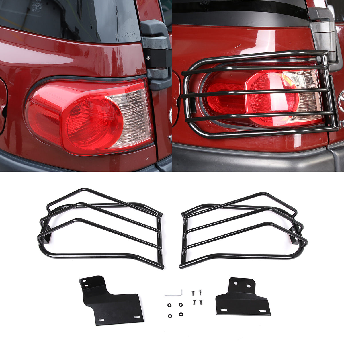 Tail Rear Light Guards Cover Protector for 2007-2021 Toyota FJ Cruiser Black 3