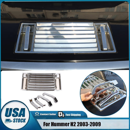 Silver Hood Air Deck Vent Grille Panel W/ Handle Trim For 2003-09 Hummer H2 US 1