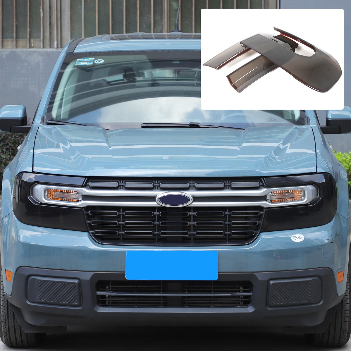 Transparent Gray Smoked Front Headlight Cover Trim For Ford Maverick 2022-2024 17
