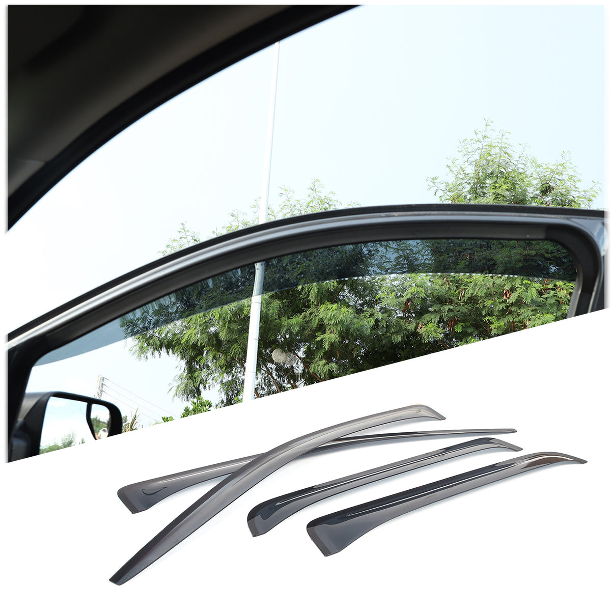 Black Window Rain Guards Visor Rain Guard Wind Deflectors For Nissan Titan 16-23 8