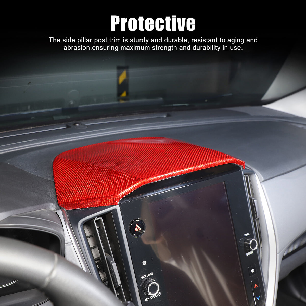 Red Real Carbon Fiber Center Navigation Screen Trim For Subaru Crosstrek GU 24+ 1