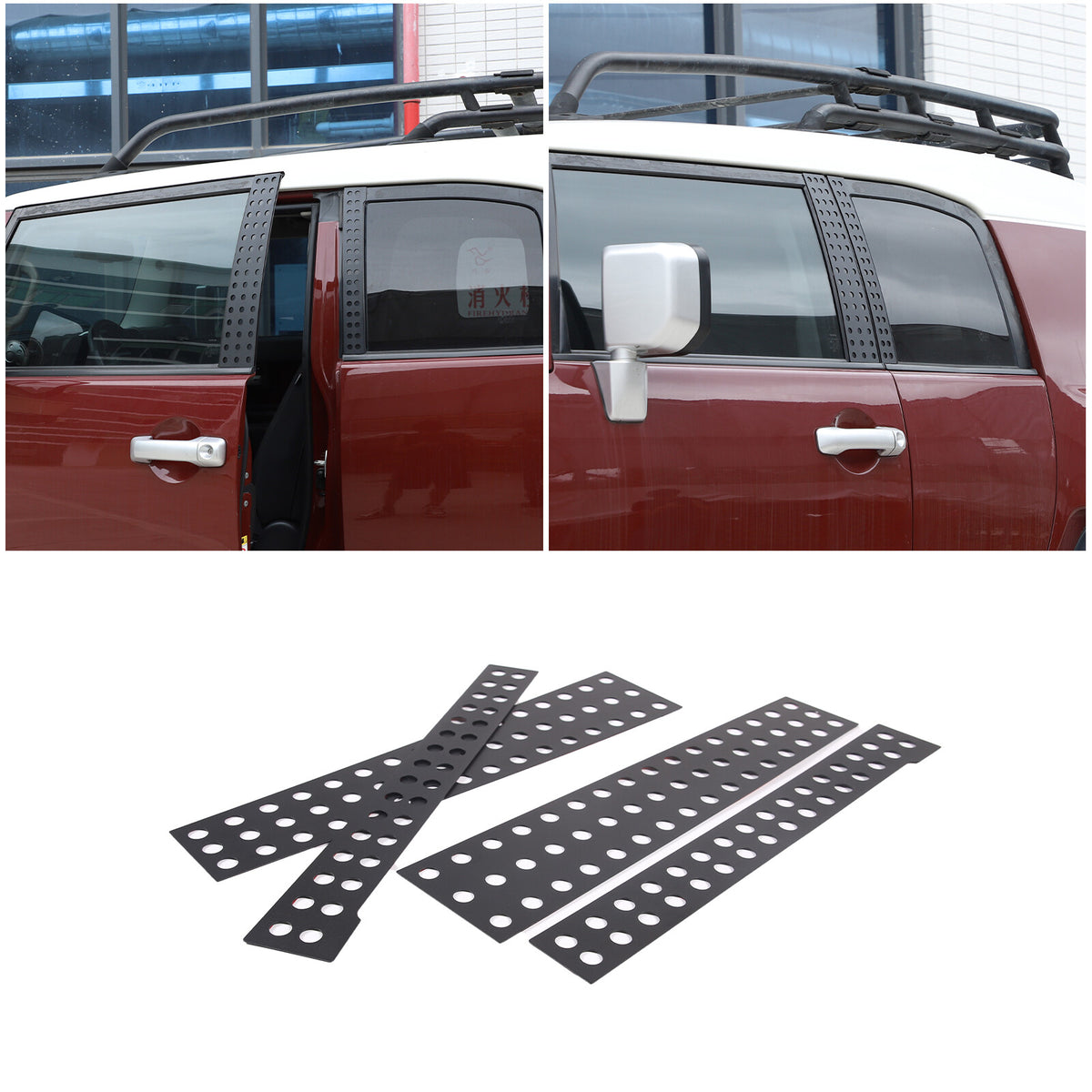Black Aluminum Alloy Window Center Pillar Trim Panel For Toyota FJ Cruiser 07-21 2