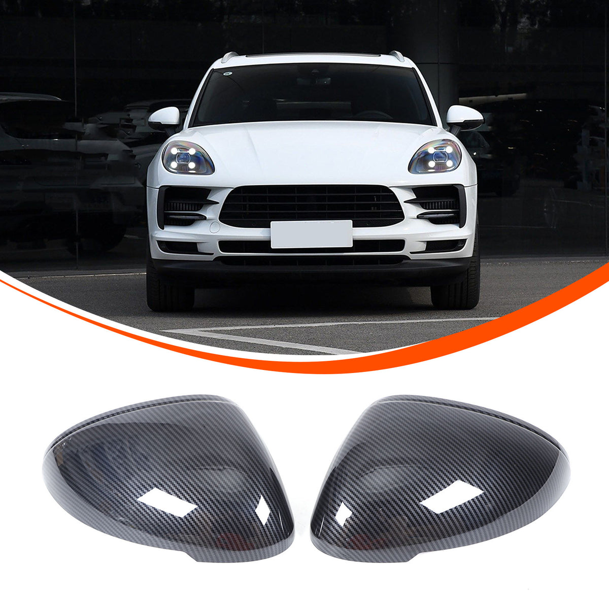 ABS Carbon fiber Side Rear Mirror Cover Caps Trim For Porsche Macan 2011-2021 US 2