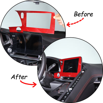 Red Real Carbon Fiber Full Interior Set Decor Trim Kit for Corvette C8 20-25 76