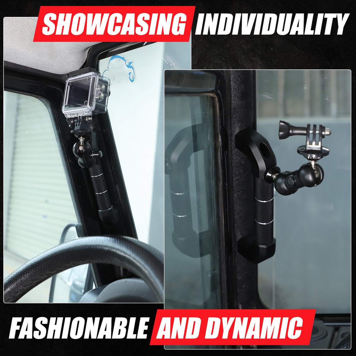 Black Aluminum A-Pillar Handle Cam Mount For Land Rover Defender L316 2004-2018 8