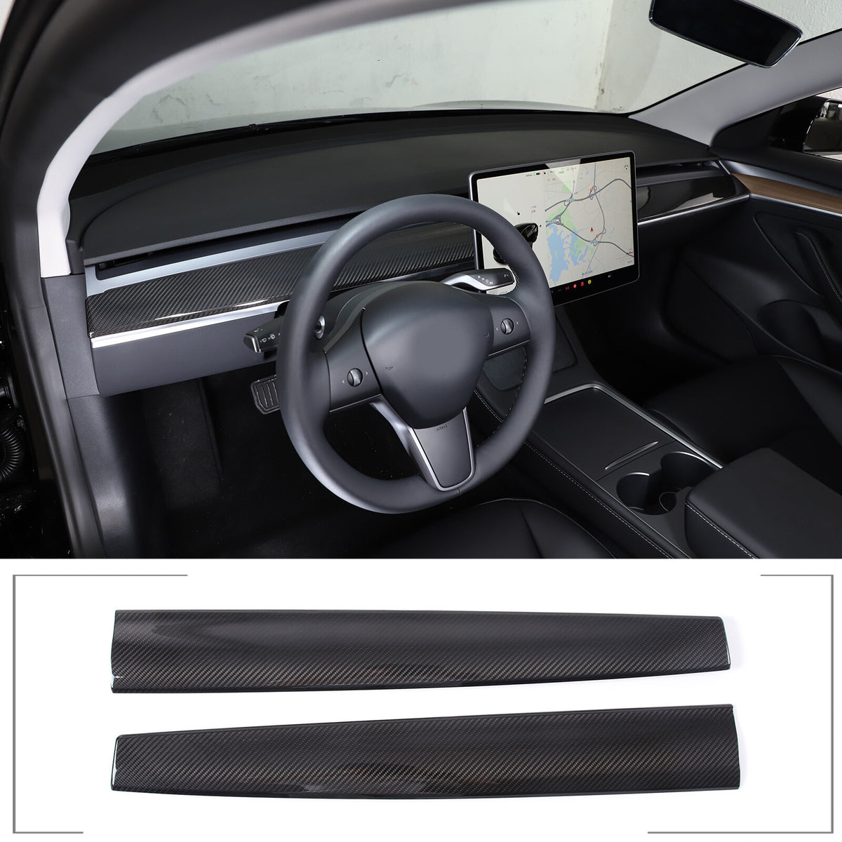 For Tesla Model 3 Y 2016-2023 Dashboard Cover Real Carbon Fiber Panel Trim Cover 2