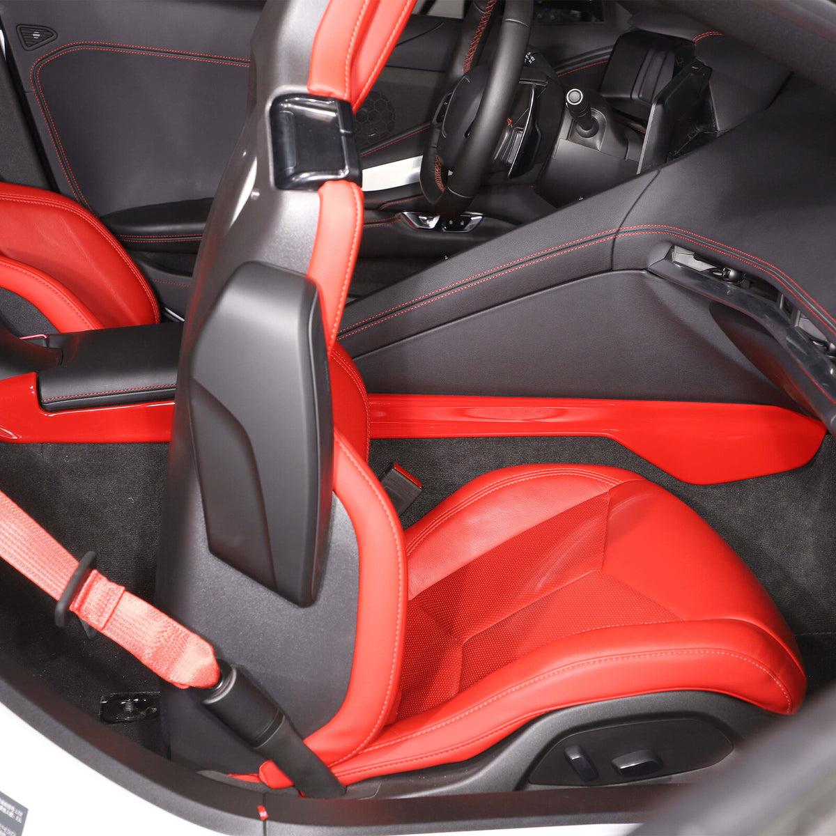 ABS Red Car Side Center Console Strips Trim For Corvette C8 Z51 Z06 2020-26 9