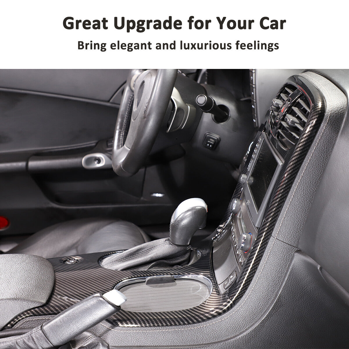 16xCarbon Fiber ABS Interior Center Console Panel Cover Trim Set For Corvette C6 13
